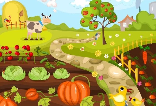 Грядка с овощами для детей