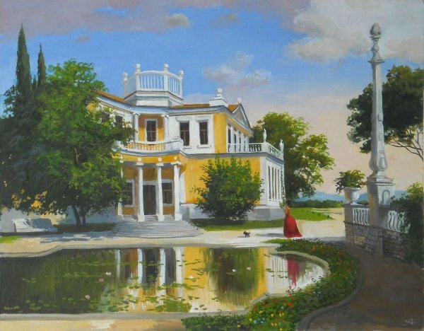 Деревенская усадьба рисунок