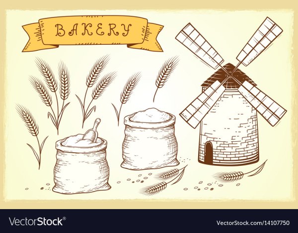 Мельница и мука рисунок