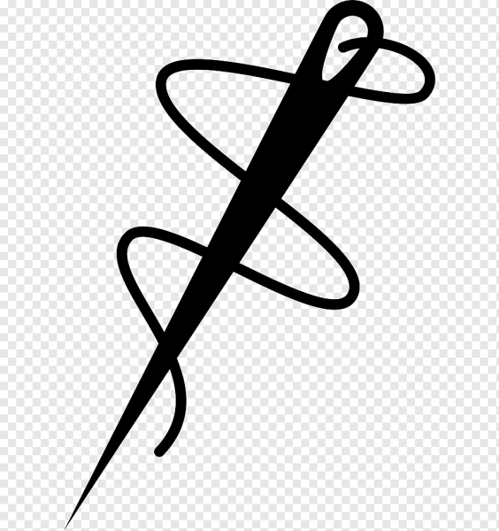 Иголка с ниткой на прозрачном фоне