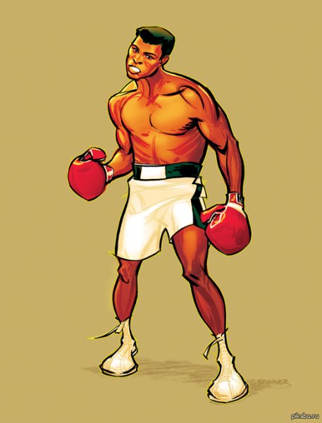 Боксер Мухаммед Али рисунок