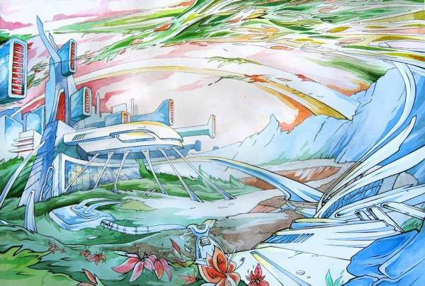 Город будущего рисунок