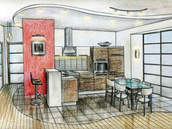Интерьеры кухни Наброски