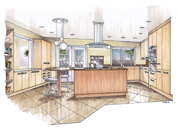 Интерьер кухни нарисовать