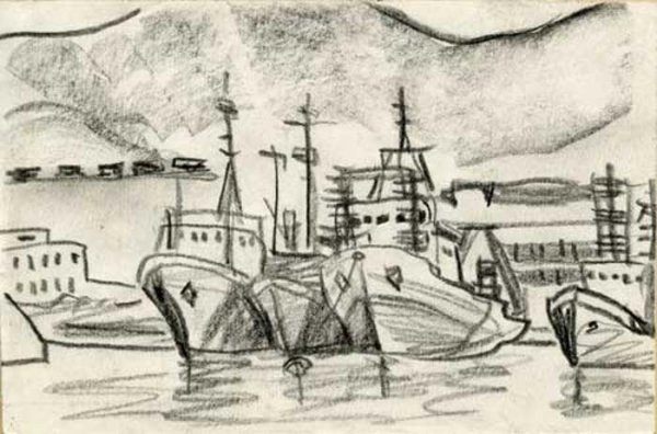 Порт рисунок карандашом