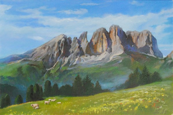 Рисование горного пейзажа