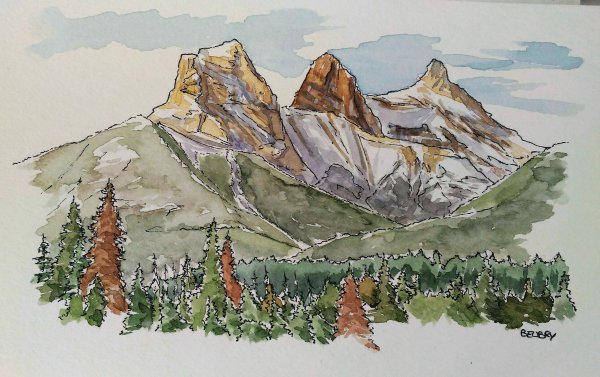 Горы Акварельные карандаши