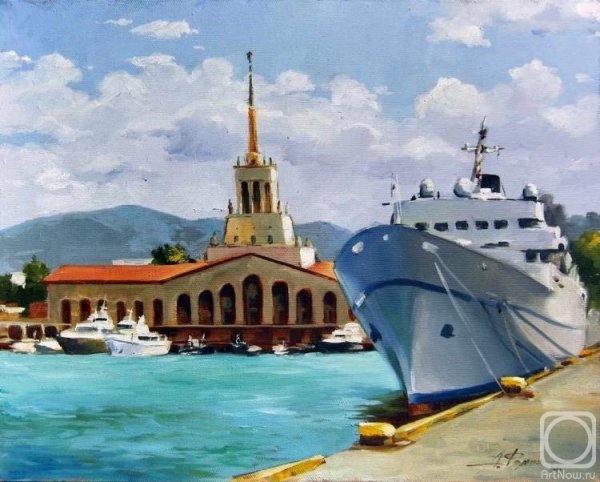 Морпорт Сочи акварель
