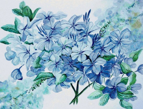 Голубые Акварельные цветы