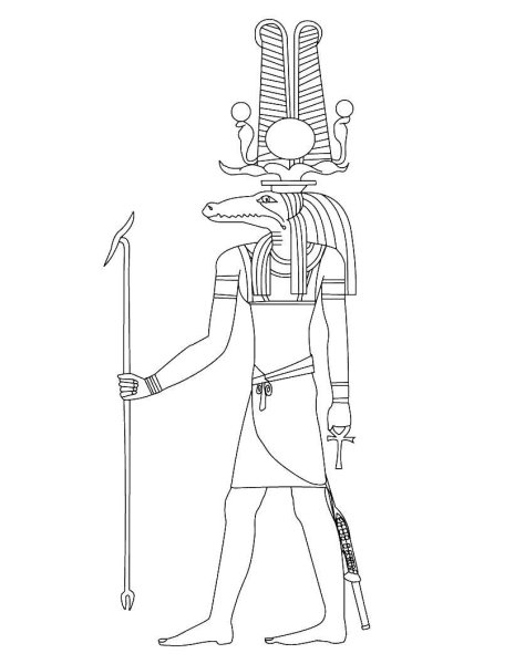 Бог древнего Египта Себек рисунок