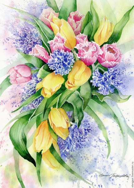 Букет весенних цветов для детей