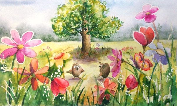 Цветочная Поляна акварель