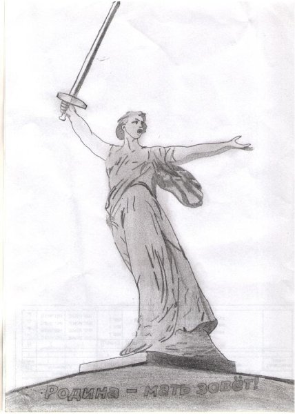 Рисунок Родина мать Мамаев Курган