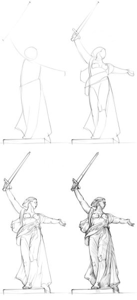 Рисунок Родина мать Мамаев Курган