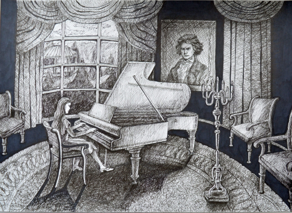 Иллюстрация к лунной сонате Бетховена