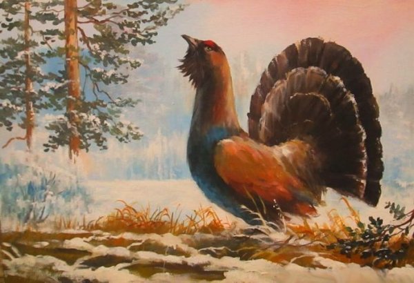 Глухарь. Гравюра Виктора Вахлюева