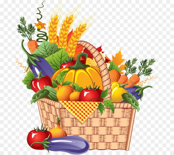 Плакат с изображением корзины с фруктами