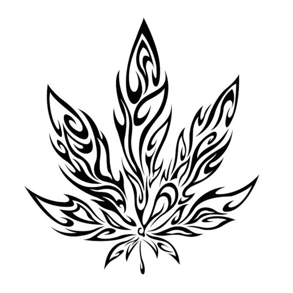 Лист конопли тату эскиз