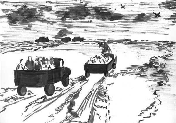 Картина блокада Ленинграда дорога жизни