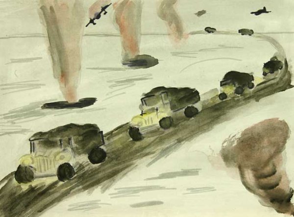 Блокада Ленинграда дорога жизни рисунки