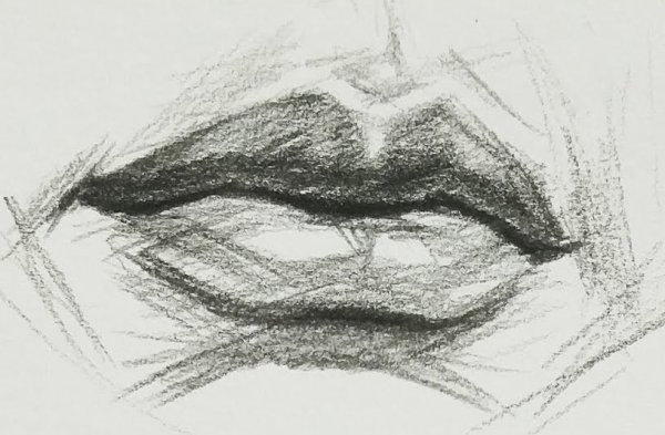 Зарисовки губ карандашом