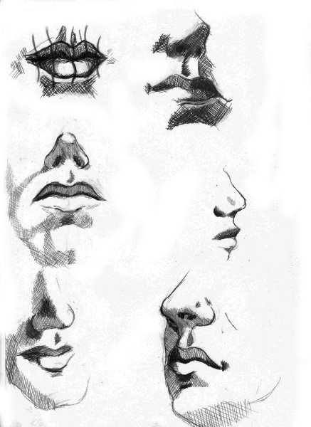 Рисование губ в профиль