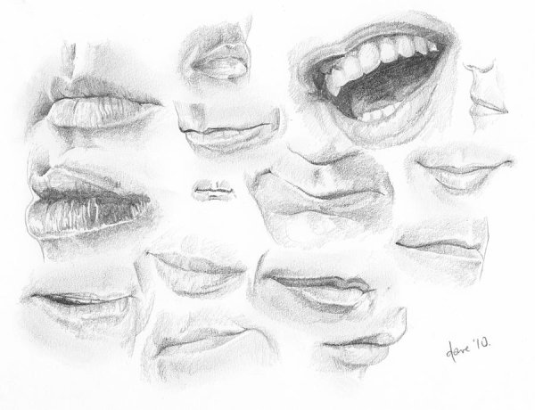 Зарисовки частей лица