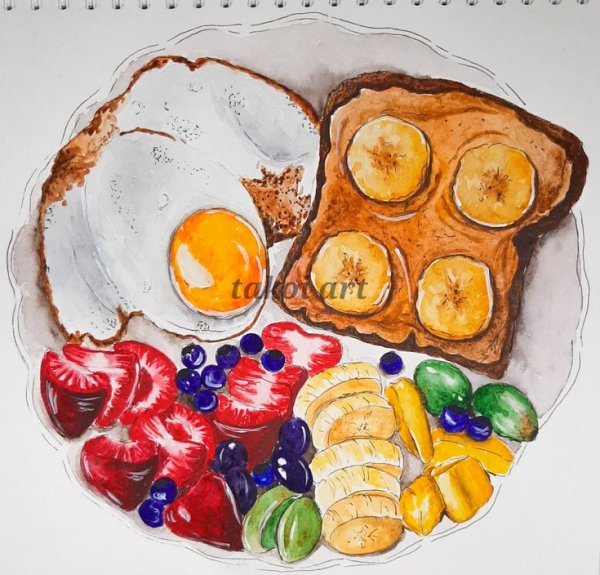 Тарелка с фруктами для срисовки