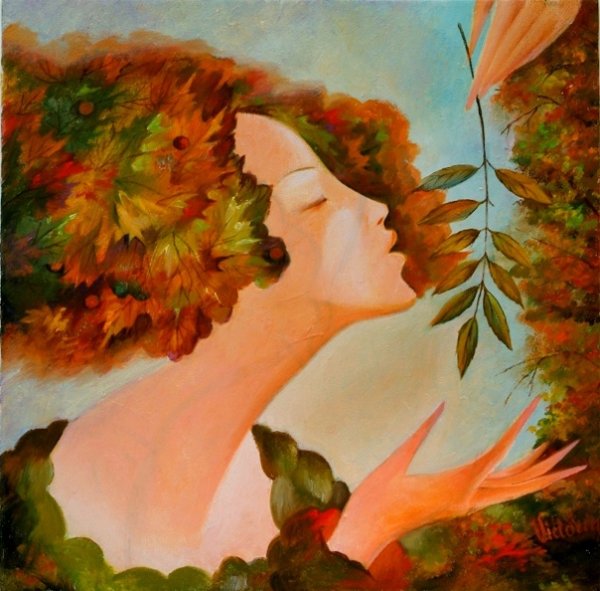 Девушка осень рисунок