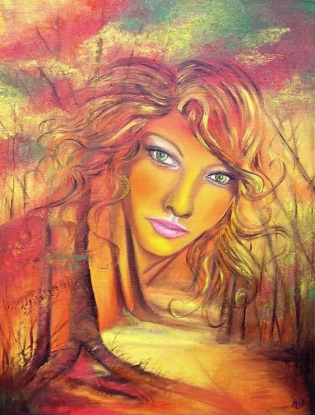 Осенний пейзаж с людьми