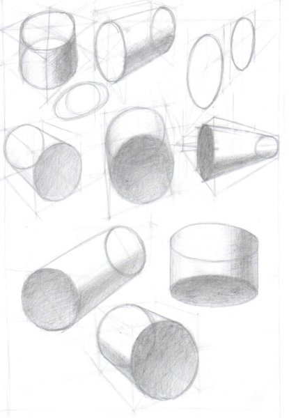 Рисование предметов цилиндрической формы