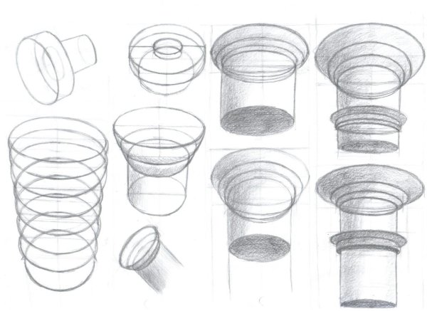 Цилиндр Академический рисунок штриховка
