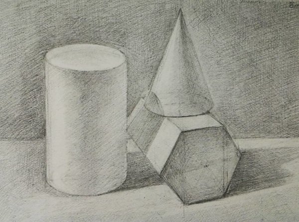 Цилиндрические фигуры в карандаше