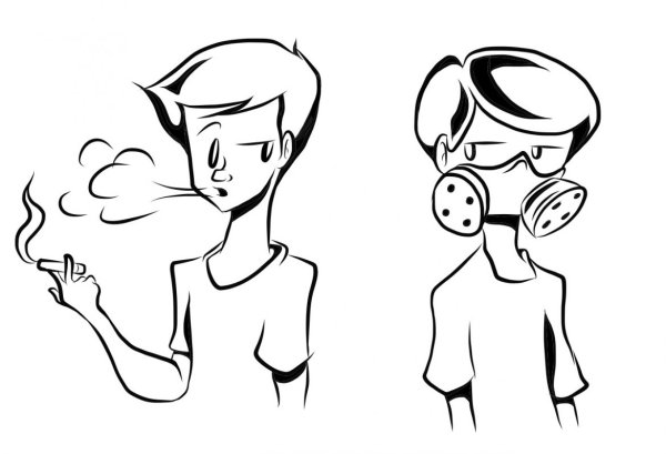 Нарисованный курящий человек