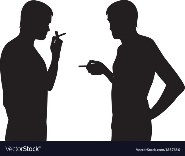 Силуэт курящего человека