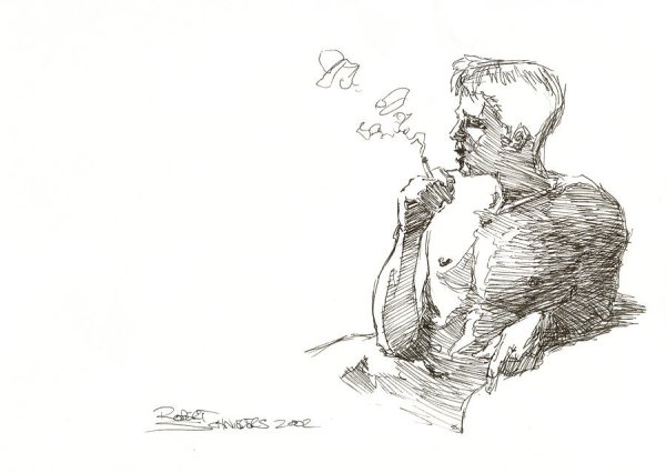 Курящий человек рисунок карандашом