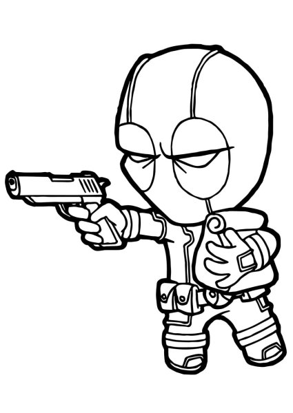 Раскраска Чиби Дэдпул