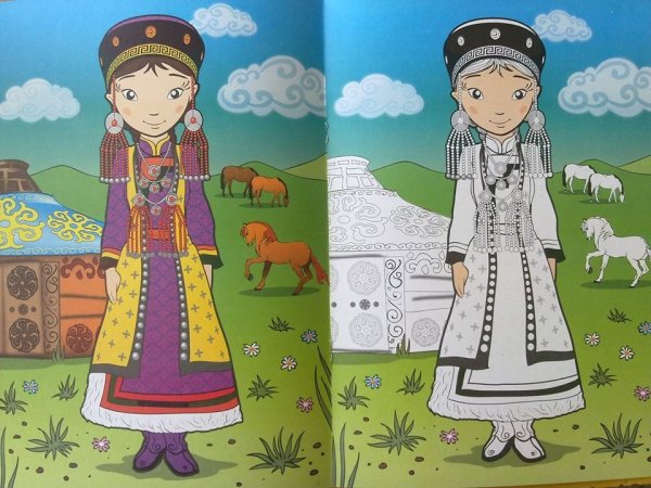 Корейский ханбок костюм раскраска