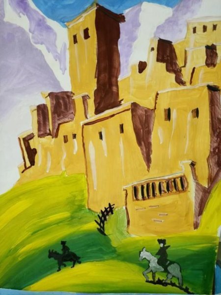 Горный аул рисунок