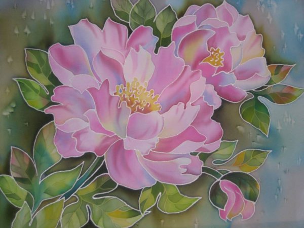 Холодный батик пионы