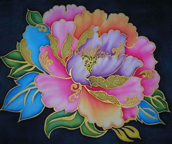 Холодный батик пионы