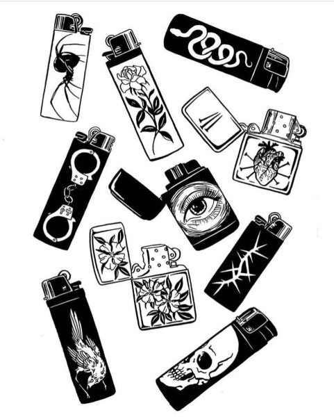 Эскиз тату зажигалка