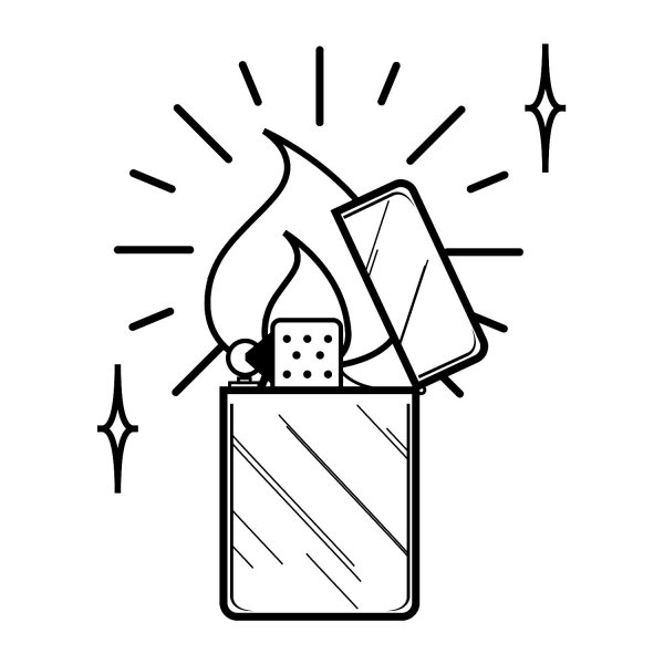 Эскиз тату зажигалка