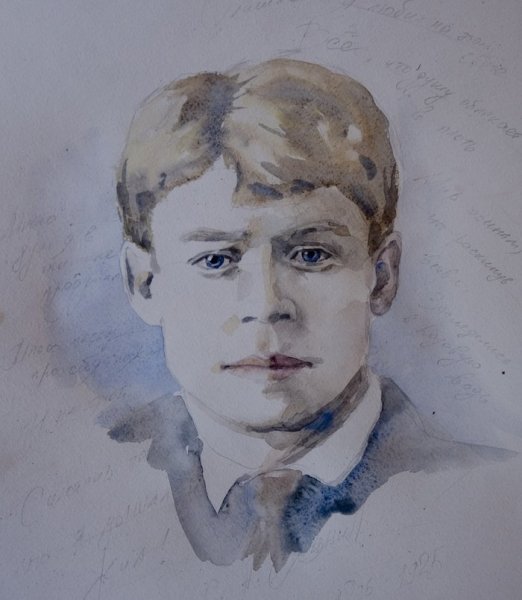 Акварельный портрет Сергея Есенина