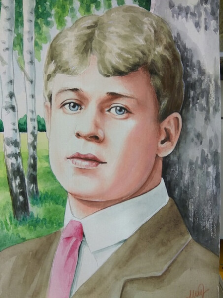 Портрет Есенина черно белый