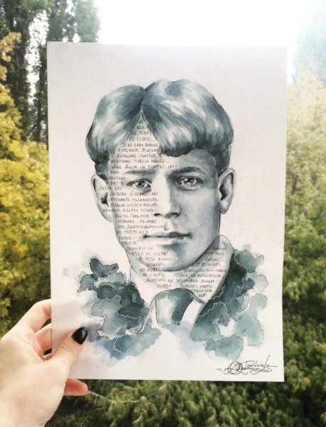 Сергей Есенин портрет контуром