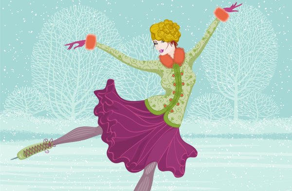 Девушка зима мультяшная