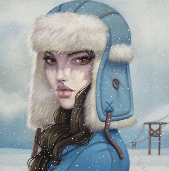 Девушка зима живопись
