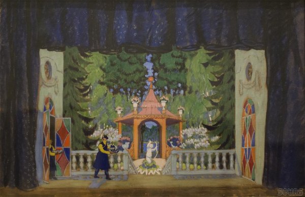 Кустодиев эскиз декорации Снегурочка