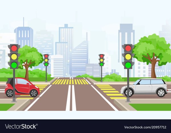 Фон с дорогой и светофором